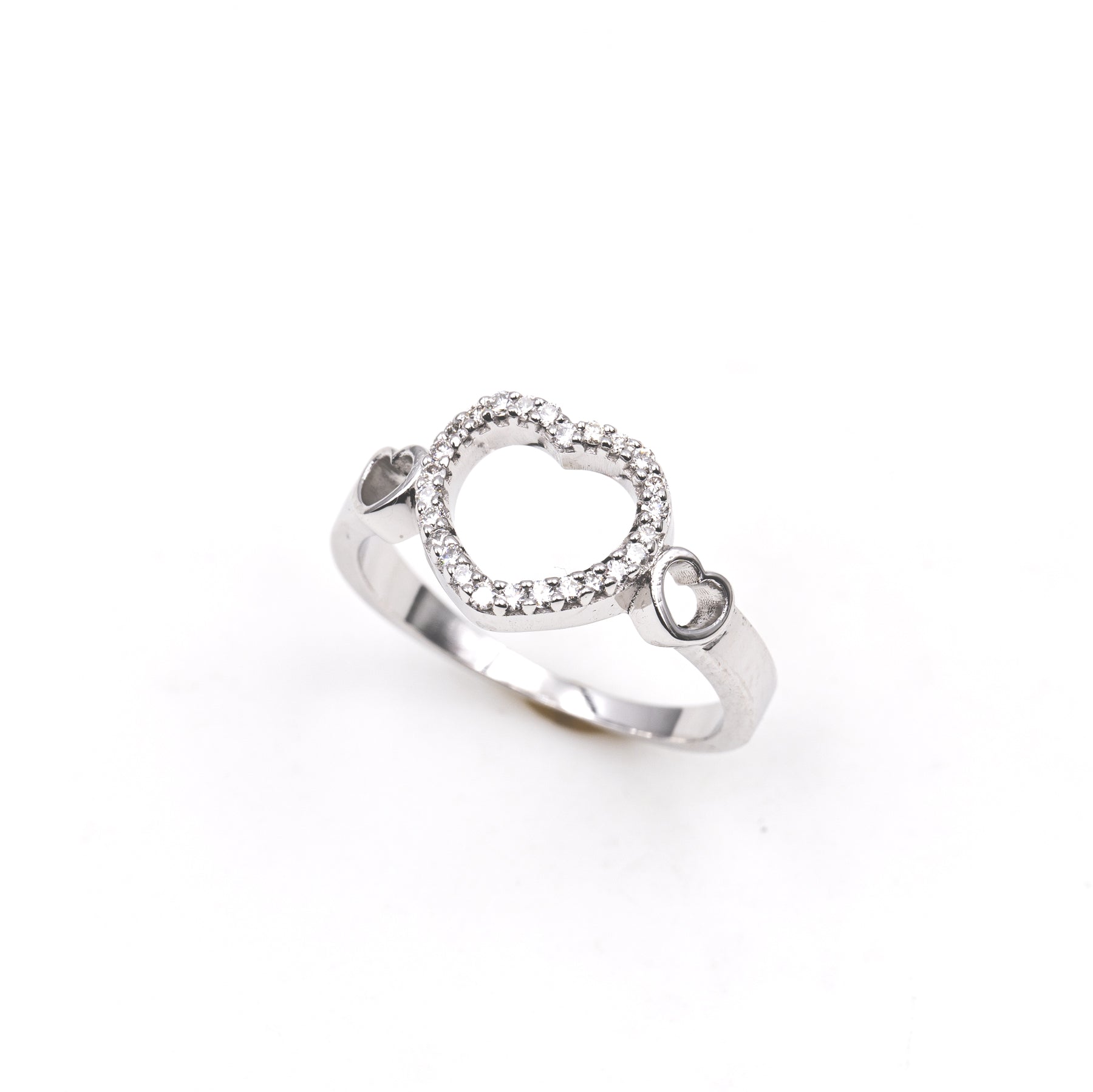 Anello Cuore Oro Bianco 18K con Diamanti