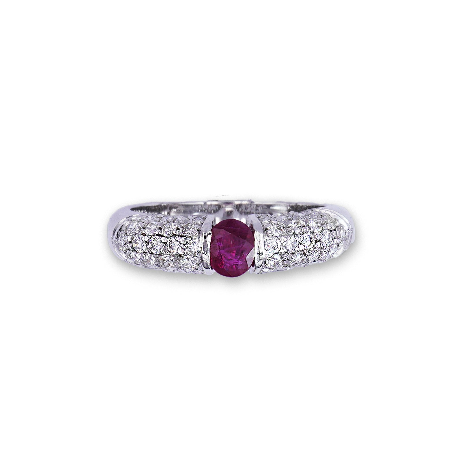 Anello in Oro Bianco con Rubino Naturale e Diamanti – Gioiello di Lusso Elegante