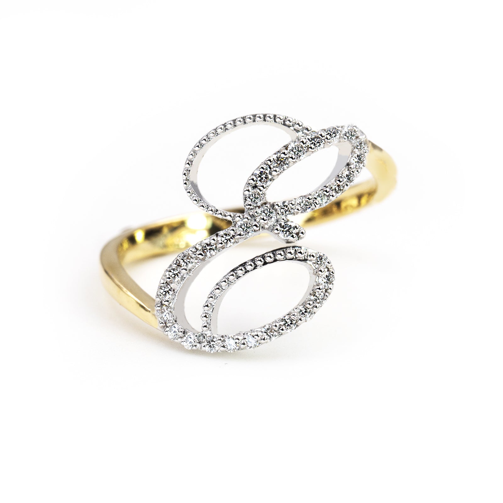 Anello ”INITIALIS" Lettera E Oro e Diamanti