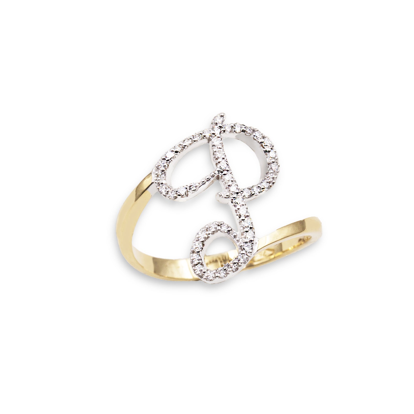 Anello ”INITIALIS" Lettera P Oro e Diamanti