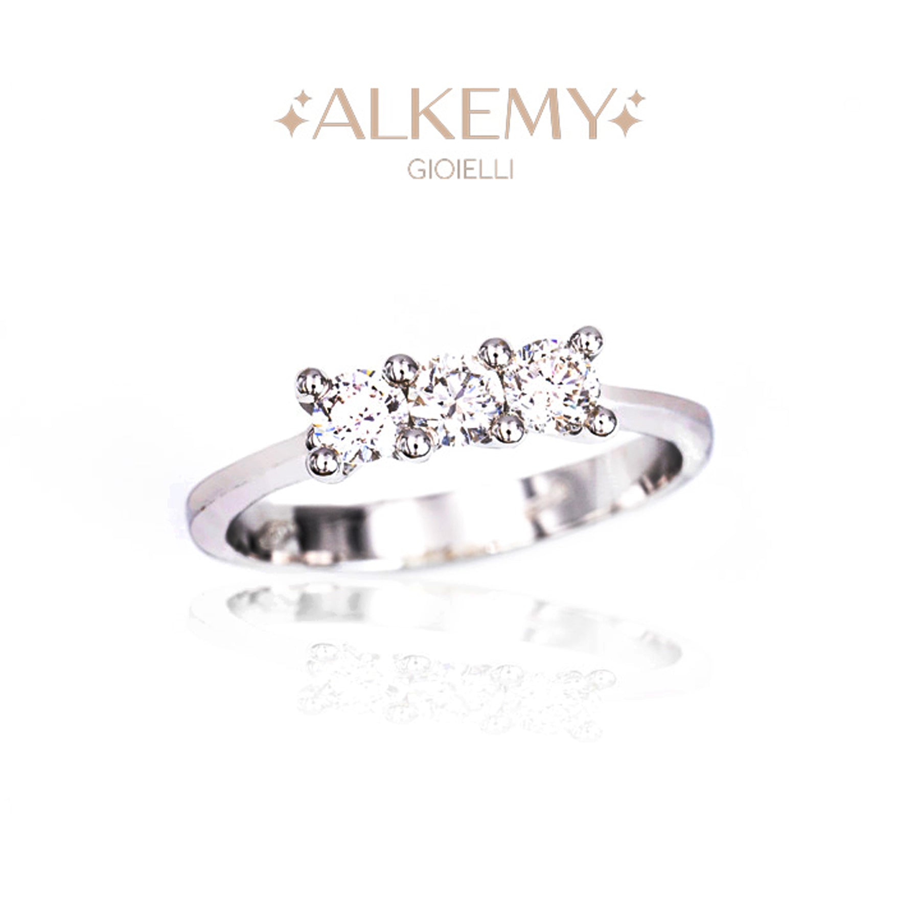Anello Trilogy Donna in Oro 18K con Diamanti Naturali ct 0.36