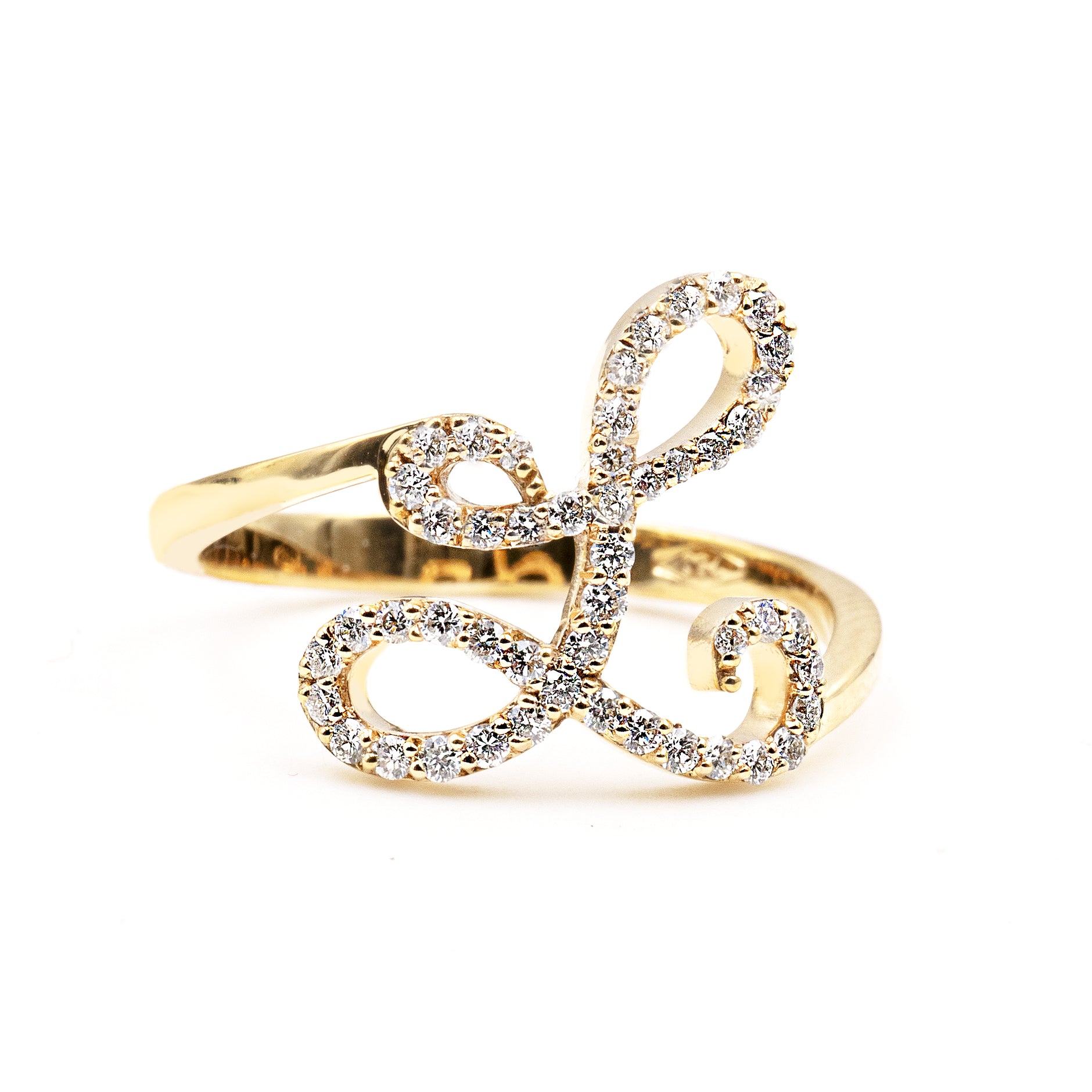 Anello ”INITIALIS" Lettera L Oro e Diamanti