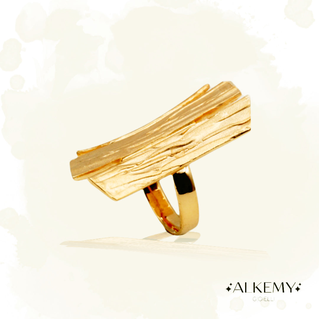 Anello Corteccia in Argento 925 con Placcatura Oro Giallo 18k –