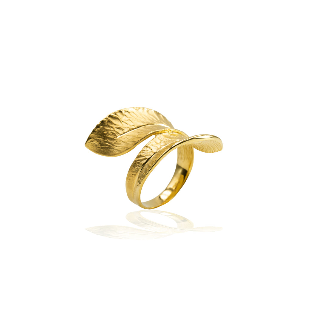 Anello Foglia contrarie' in Argento 925 con Placcatura Oro Giallo 18k –