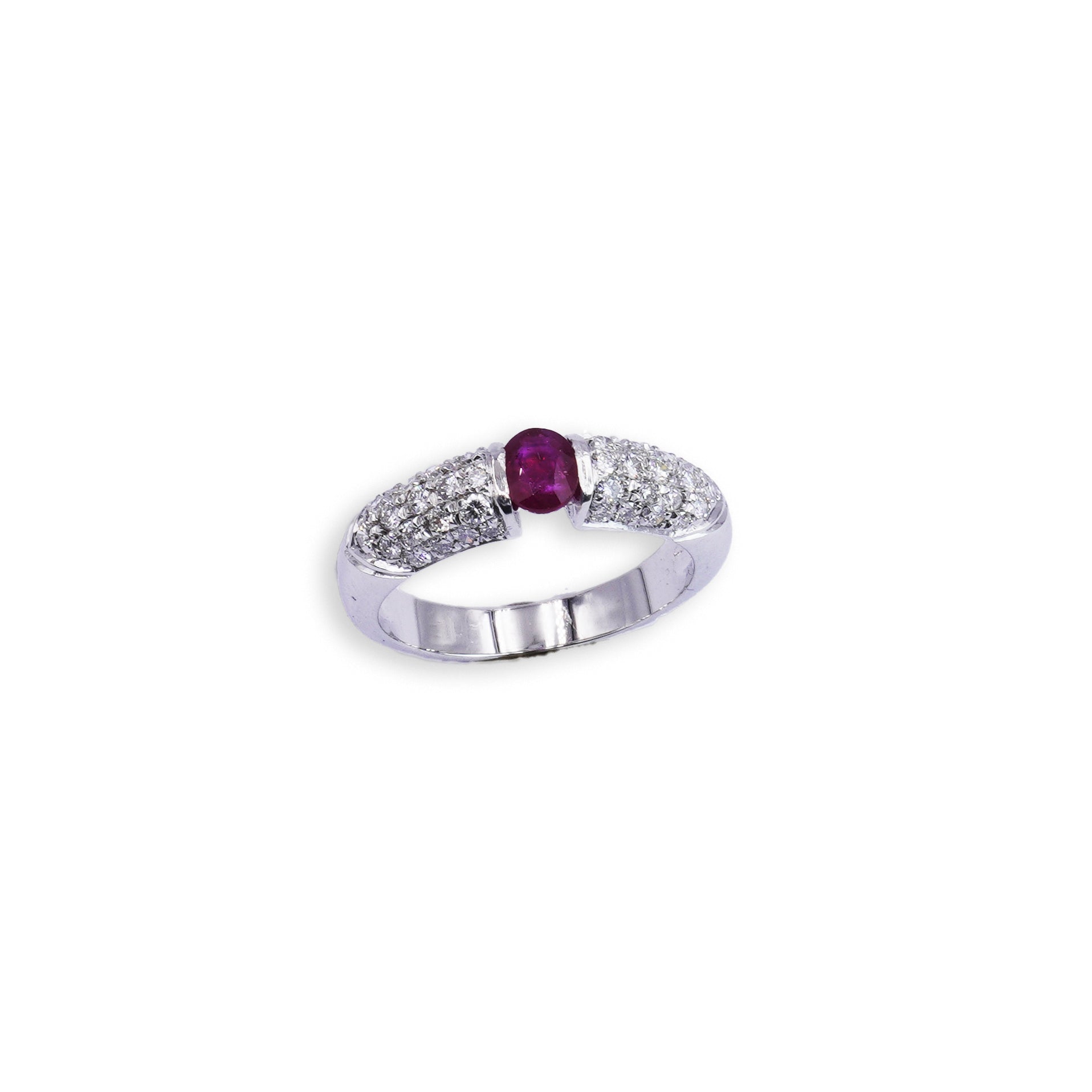 Anello in Oro Bianco con Rubino Naturale e Diamanti – Gioiello di Lusso Elegante