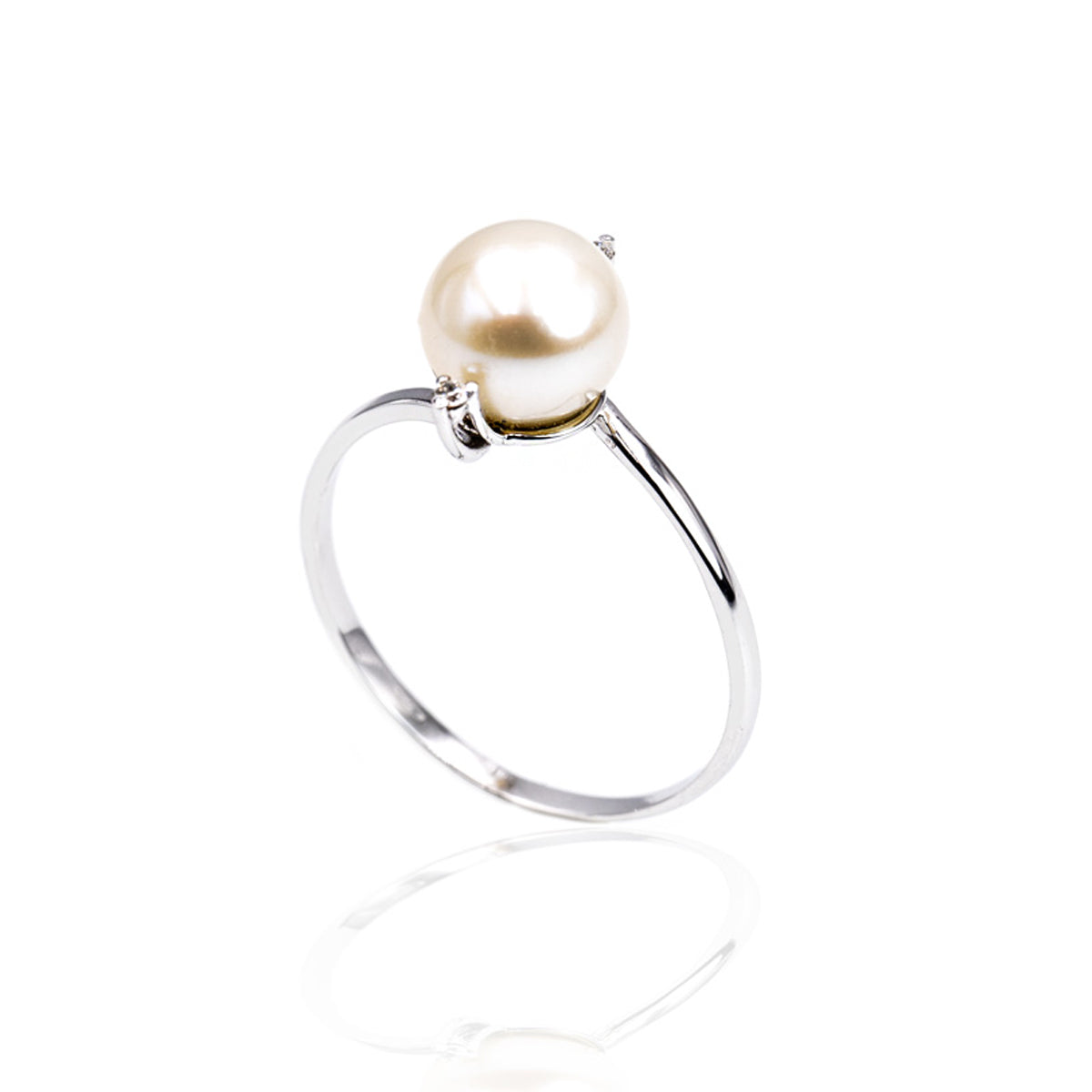 Anello Oro 18K con Perla e Diamanti