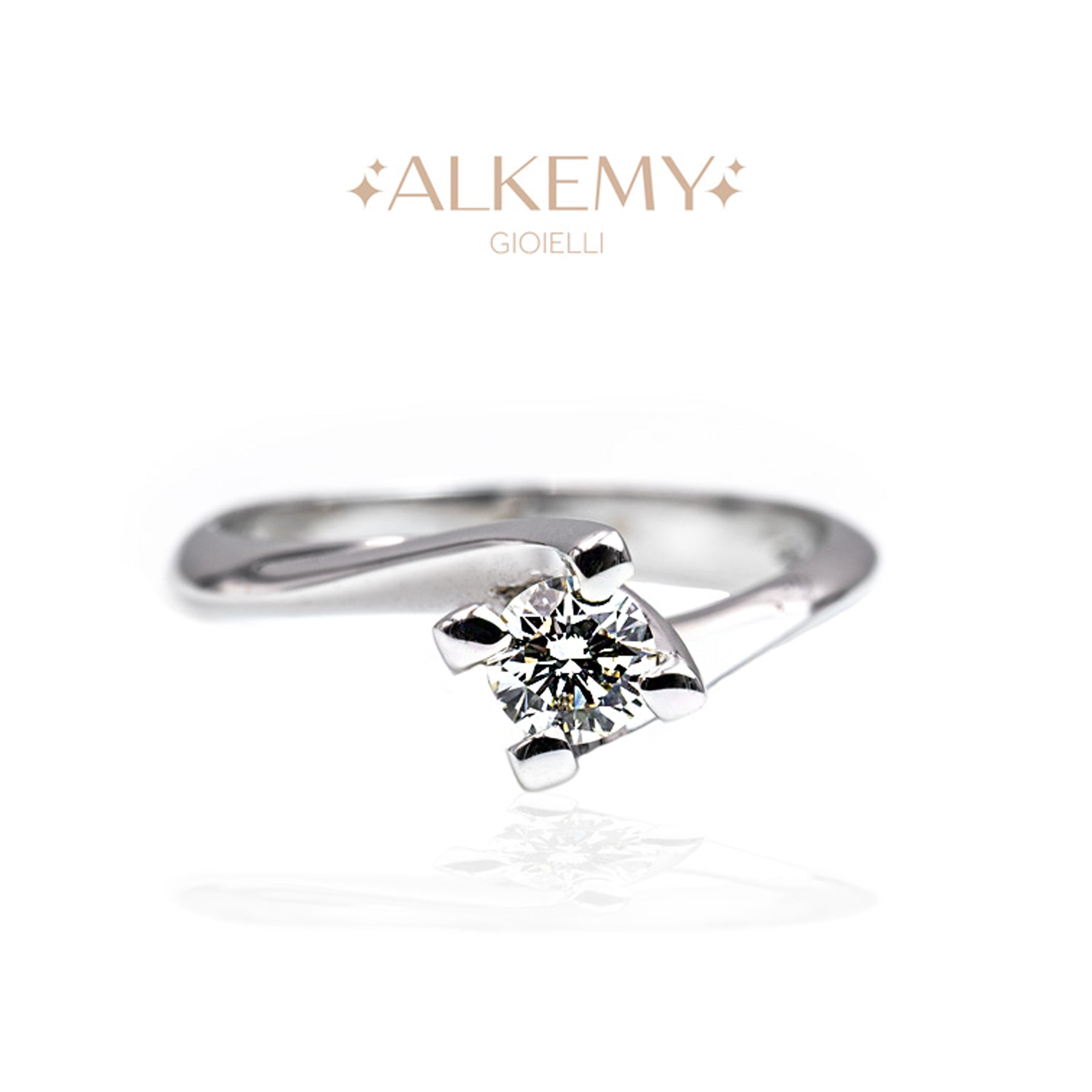 Anello Oro Bianco 18K Solitario Valentino Ct 0.30