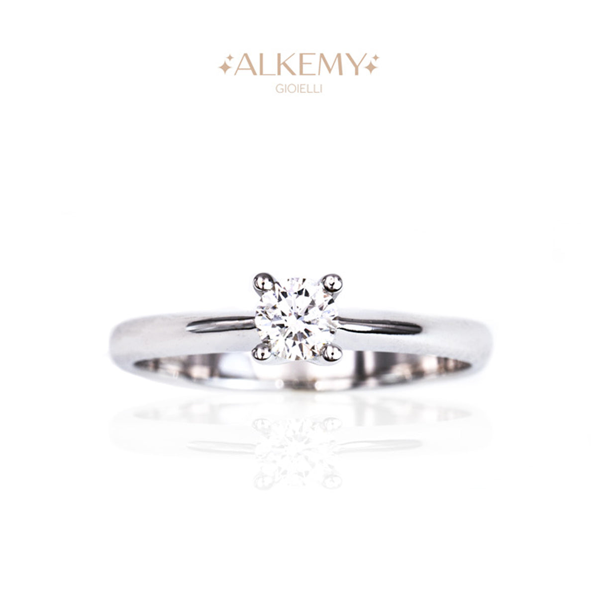 Anello Oro Bianco 18K Solitario Classico 0.25
