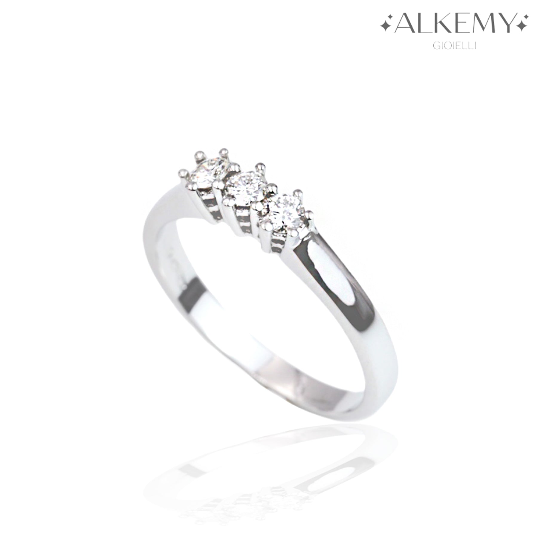 Anello Trilogy Classico in Oro 18K con Diamanti Naturali Ct 0.24