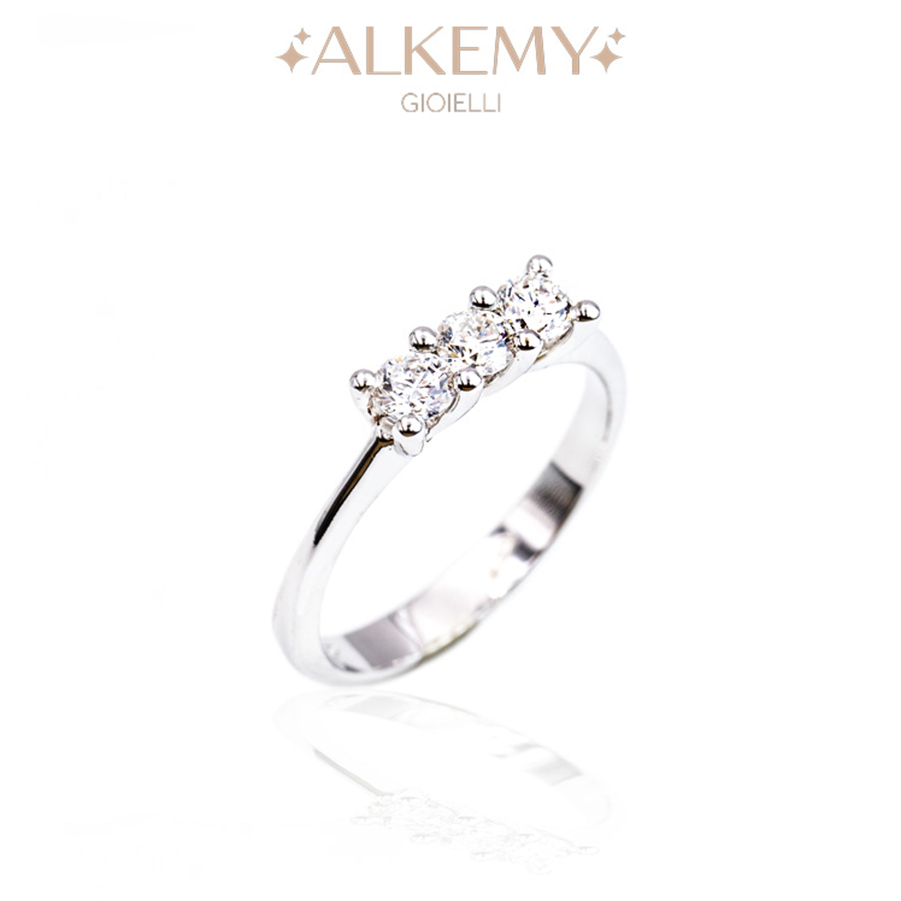 Anello Trilogy Donna in Oro 18K con Diamanti Naturali ct 0.36