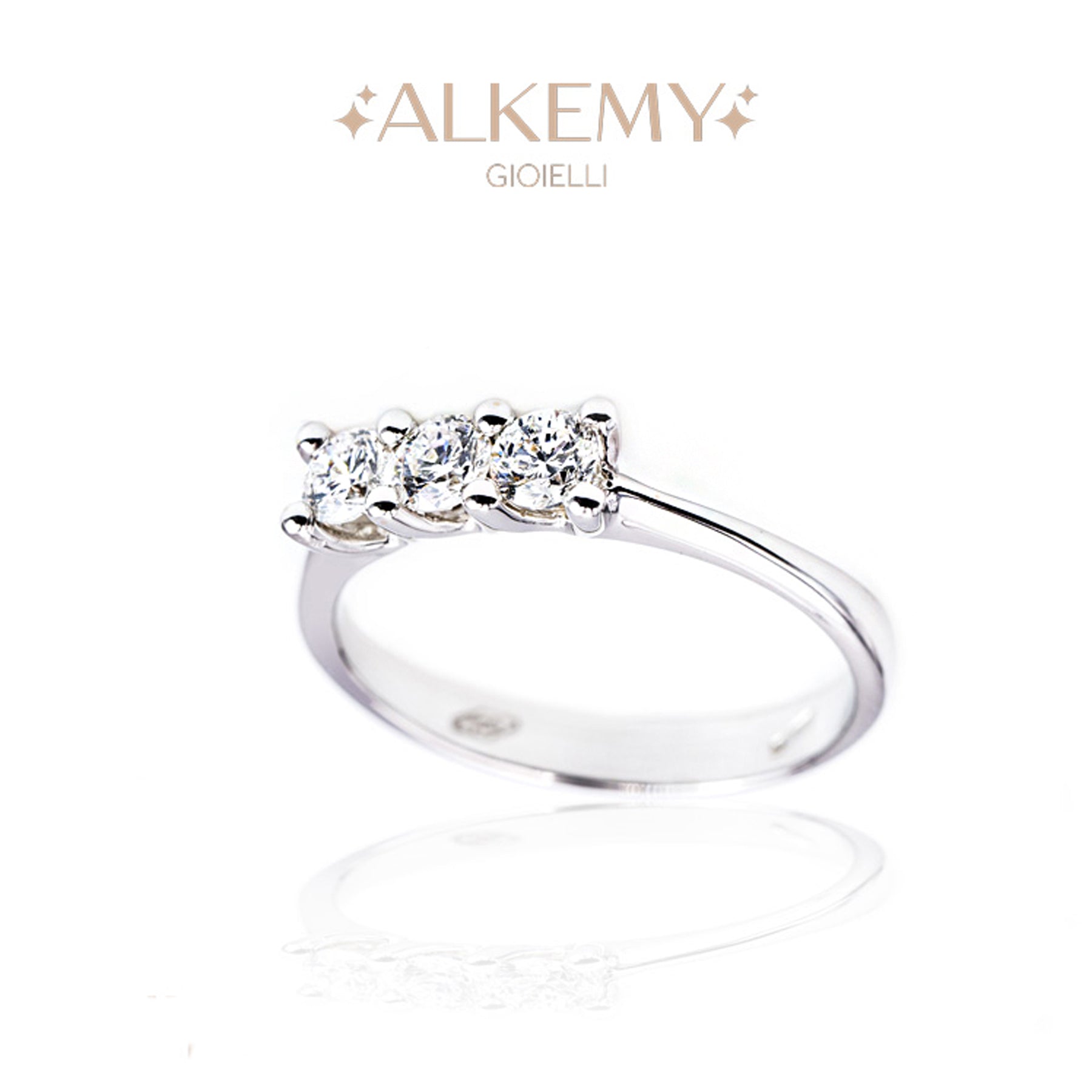 Anello Trilogy Donna in Oro 18K con Diamanti Naturali ct 0.36