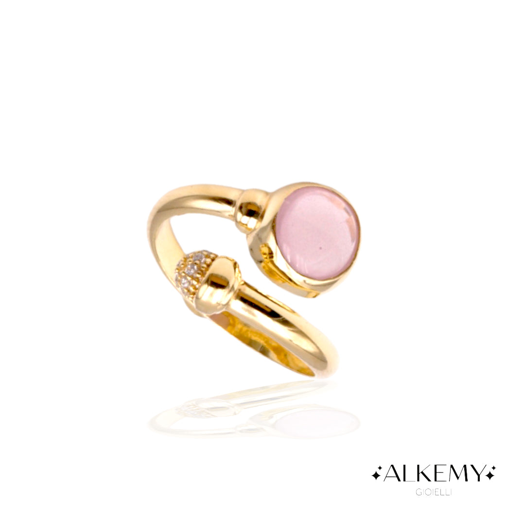 Anello pietra rosa Regolabile in Argento 925