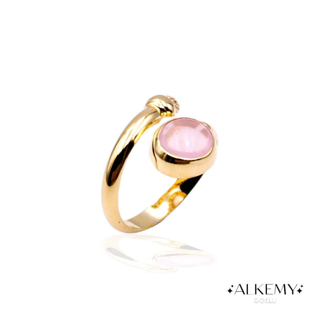 Anello pietra rosa Regolabile in Argento 925