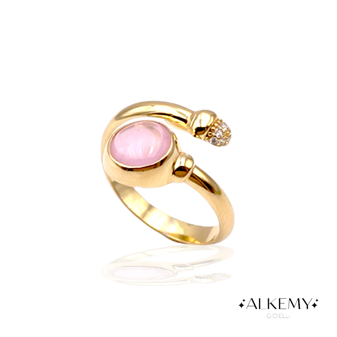 Anello pietra rosa Regolabile in Argento 925