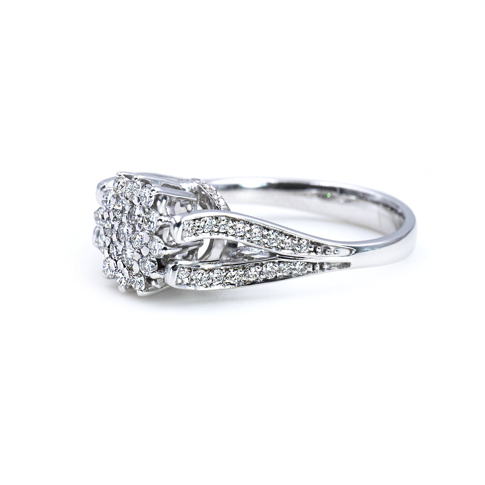 Anello Oro Bianco 18K Pave' Diamanti Ct 1.28