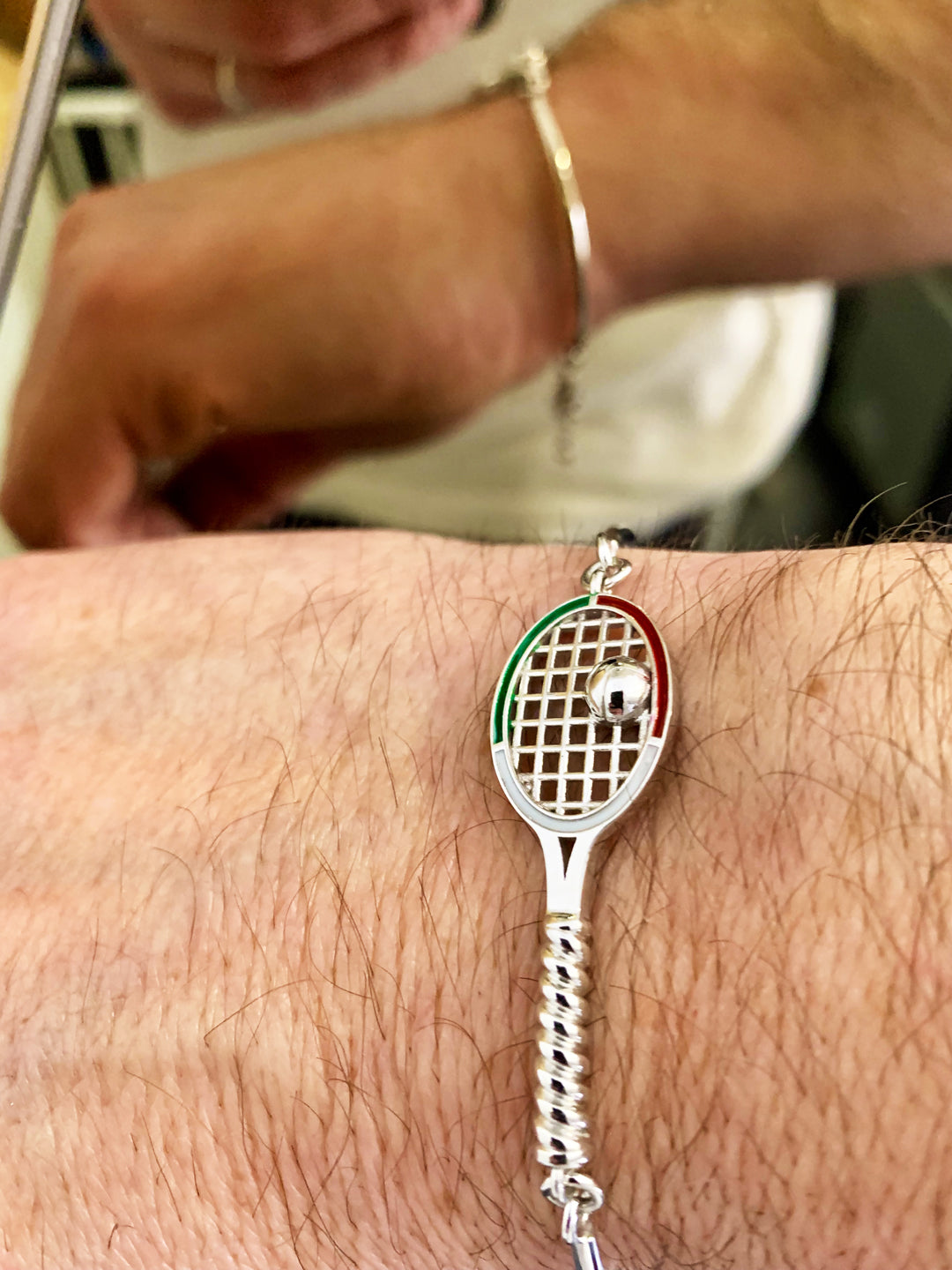 Bracciale Racchetta Tennis in Argento 925 Smaltato – Made in Italy
