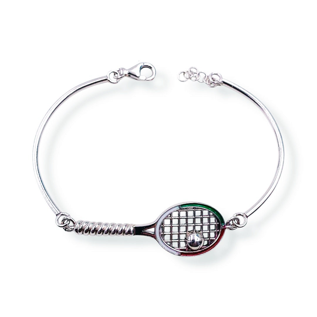 Bracciale Racchetta Tennis in Argento 925 Smaltato – Made in Italy