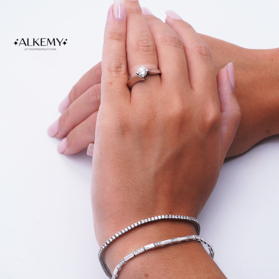 Anello Oro Bianco 18K Solitario Valentino Ct 0.52