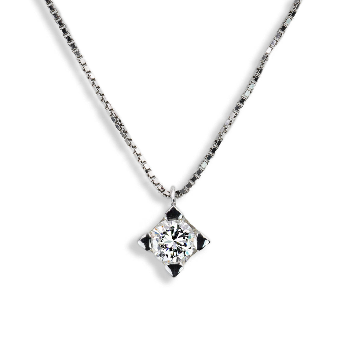 Collana Punto Luce in Oro Bianco 18K con Diamante Naturale Ct 0,50