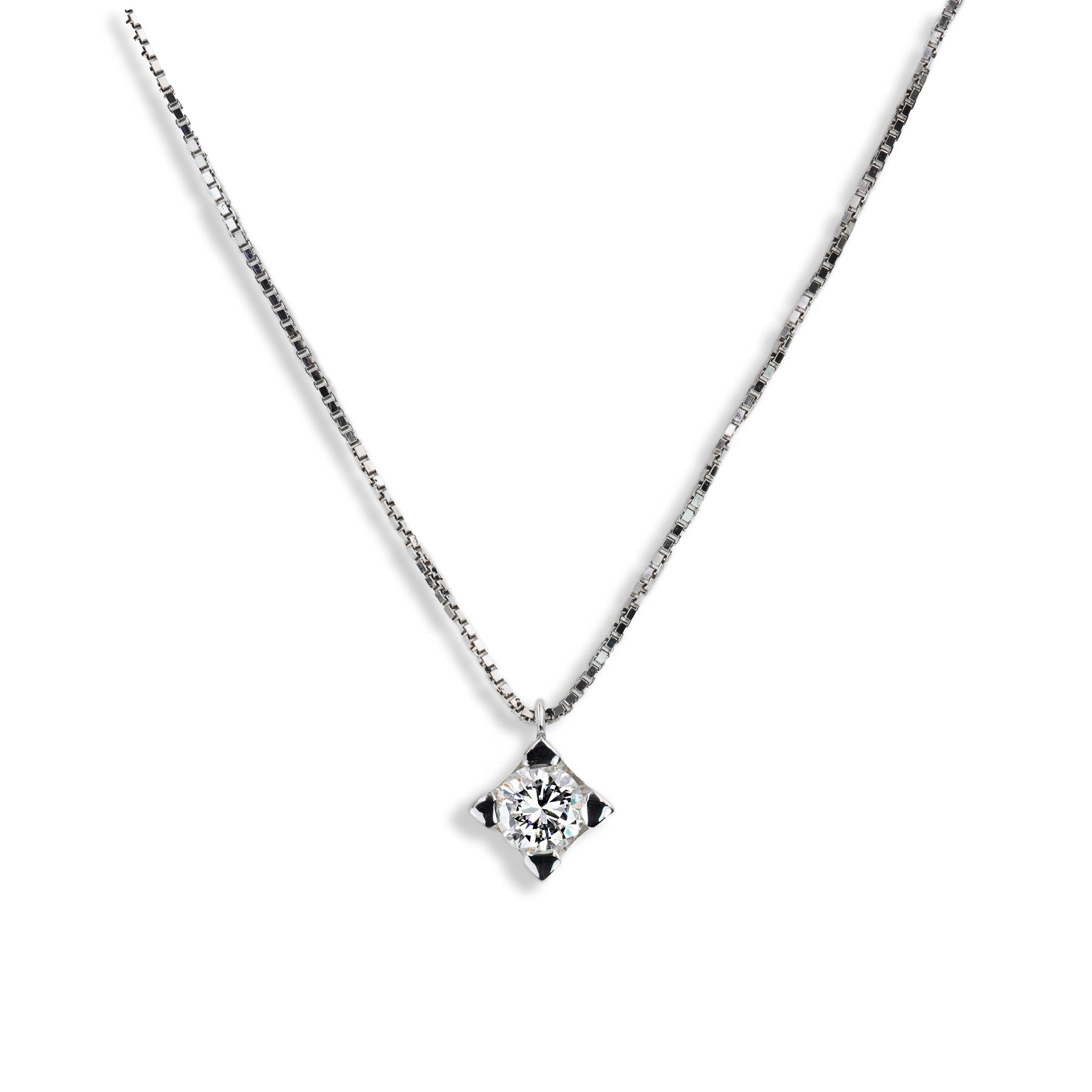 Collana Punto Luce in Oro Bianco 18K con Diamante Naturale Ct 0,50