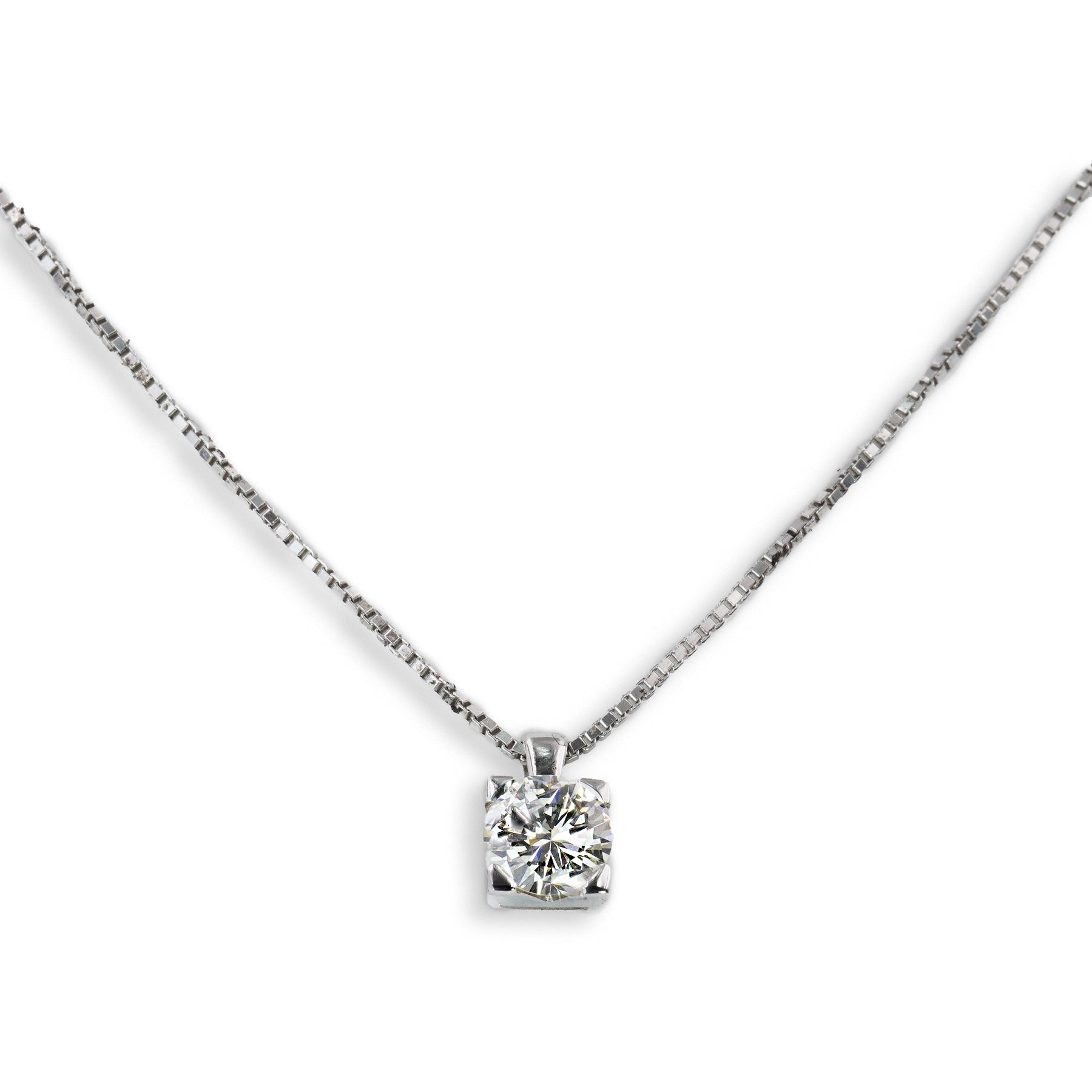 Collana Punto Luce in Oro Bianco 18K con Diamante Naturale Ct 0,61 ( SI2-J/K color )