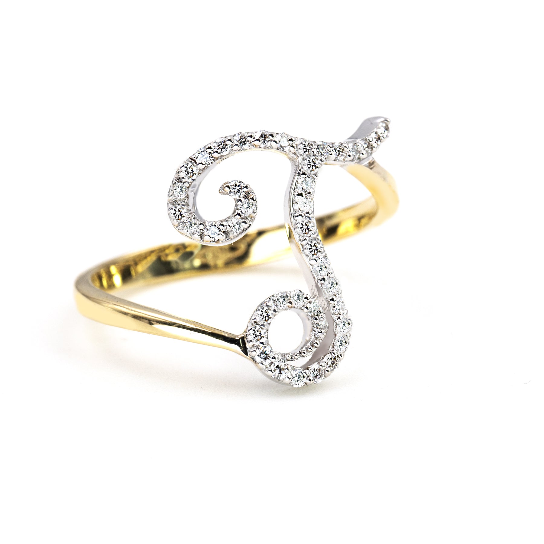 Anello ”INITIALIS" Lettera T Oro e Diamanti
