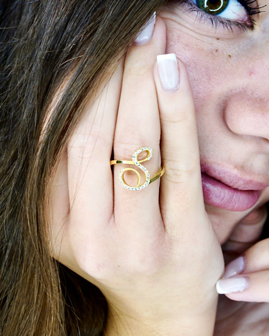 Anello ”INITIALIS" Lettera S Oro e Diamanti