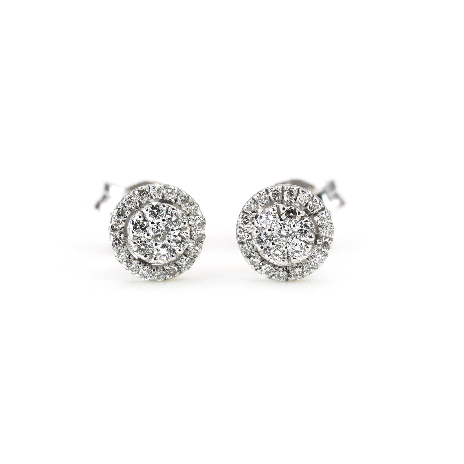Orecchini a Lobo in Oro 18 kt con Pavé di Diamanti Naturali Bianchi