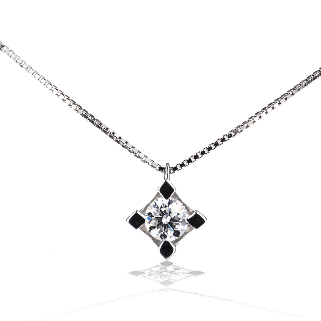 Collana Punto Luce in Oro Bianco 18K con Diamante Naturale Ct 0,35