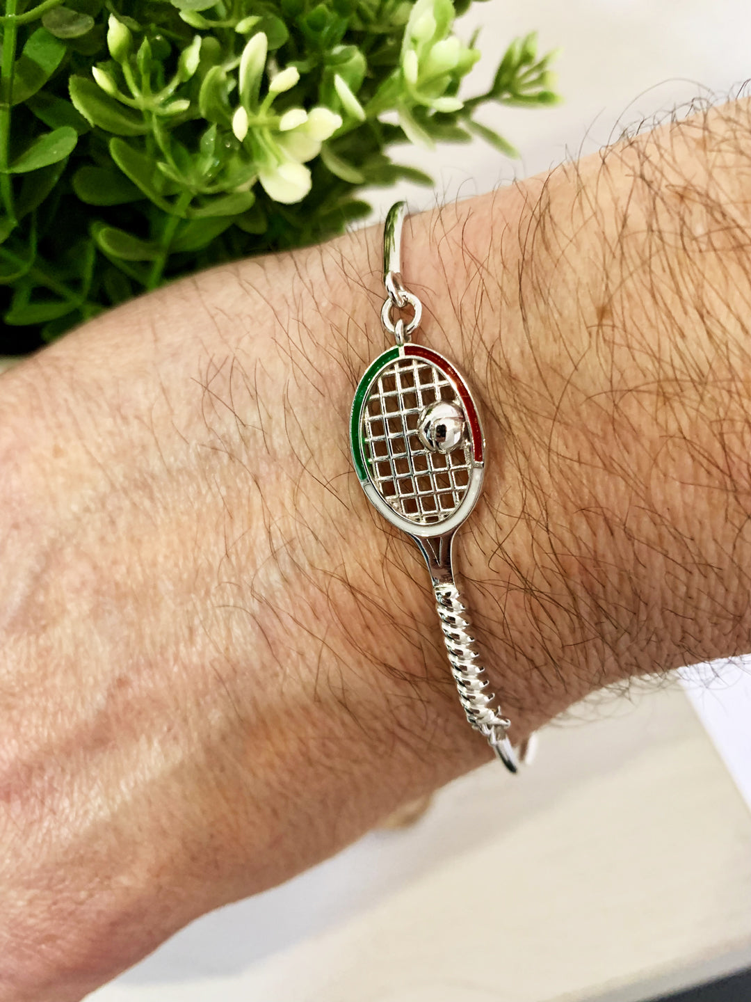 Bracciale Racchetta Tennis in Argento 925 Smaltato – Made in Italy