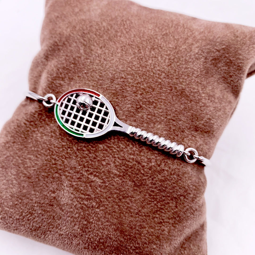 Bracciale Racchetta Tennis in Argento 925 Smaltato – Made in Italy