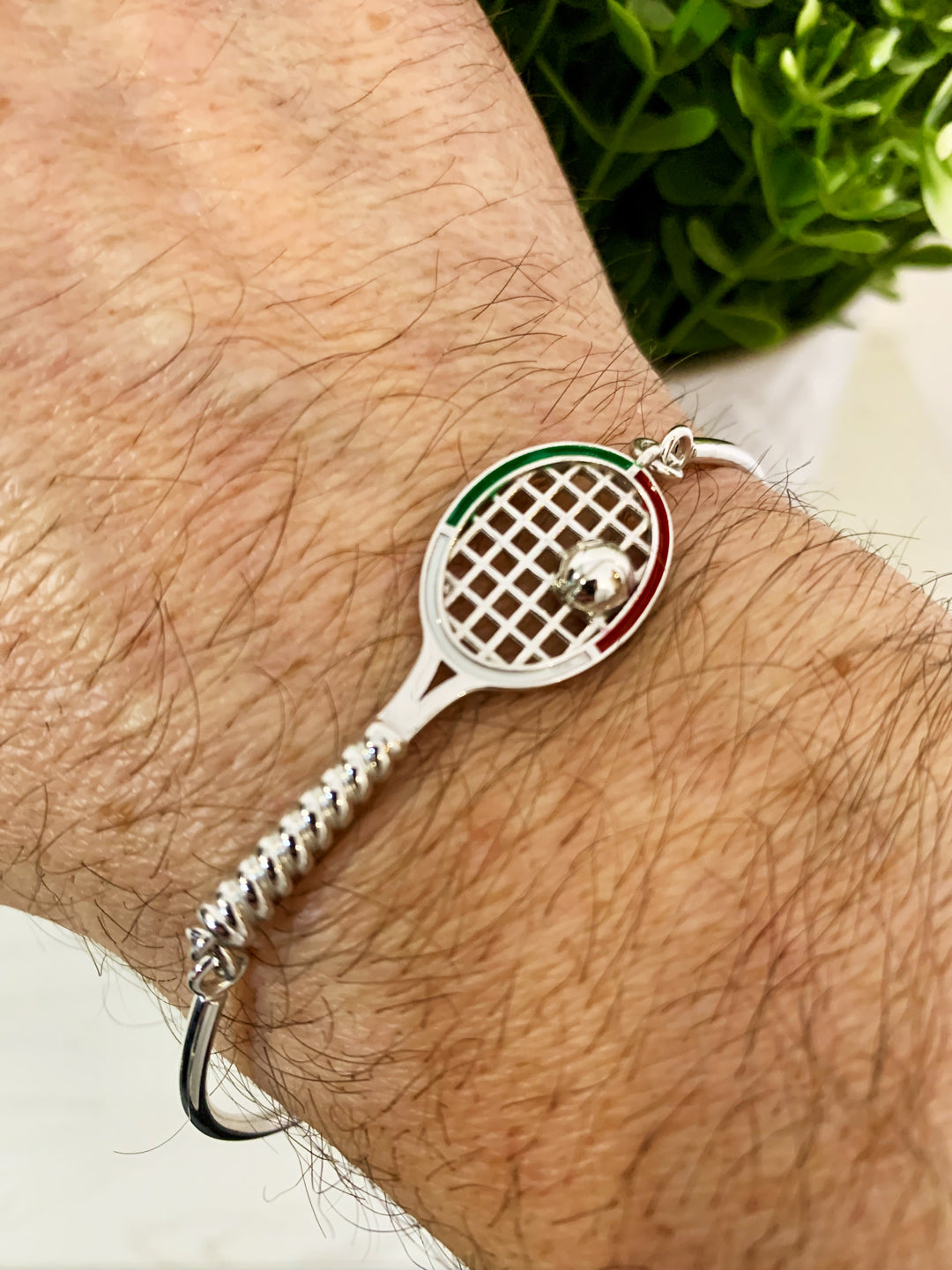 Bracciale Racchetta Tennis in Argento 925 Smaltato – Made in Italy