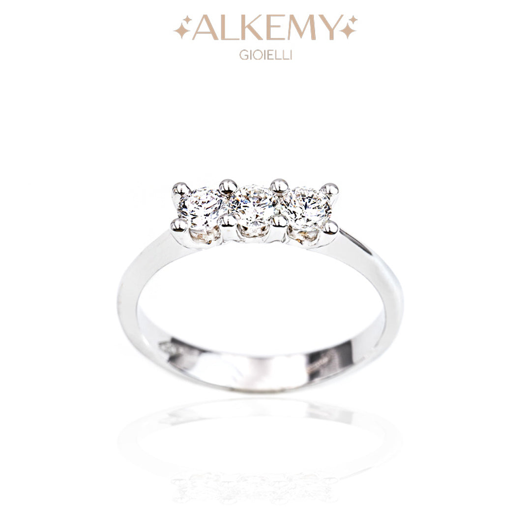 Anello Trilogy Donna in Oro 18K con Diamanti Naturali ct 0.36