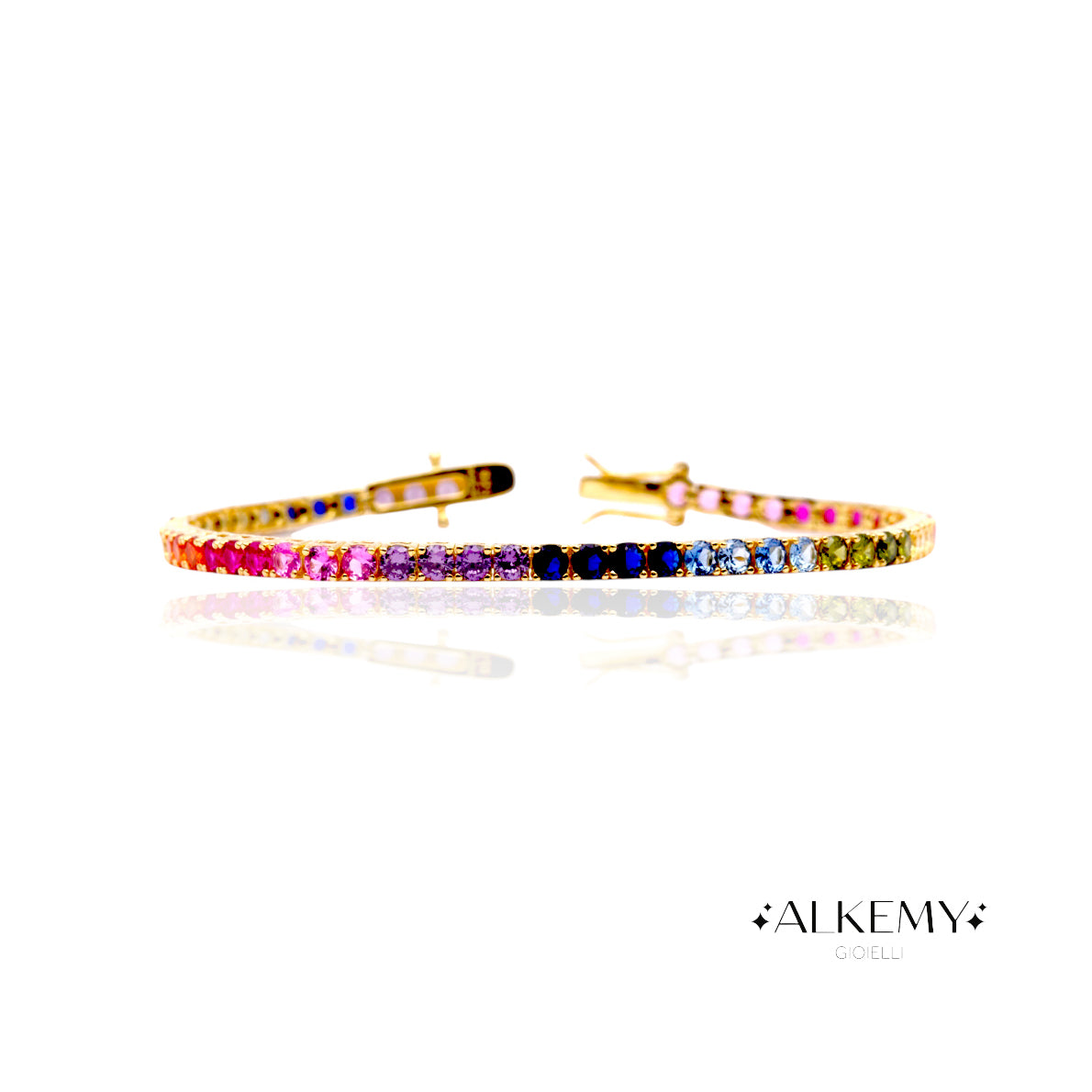 Bracciale Tennis in Argento 925 Pietre Multicolor | Alkemy Gioielli