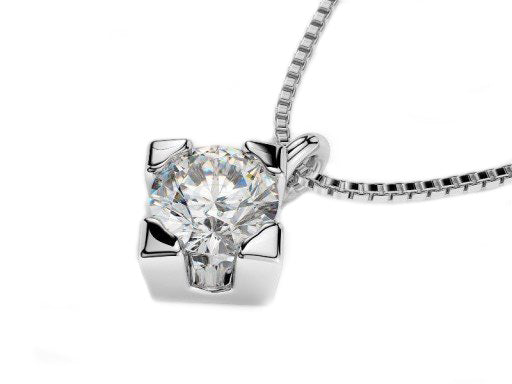 Collana Punto Luce in Oro Bianco 18K con Diamante Naturale Ct 0,50