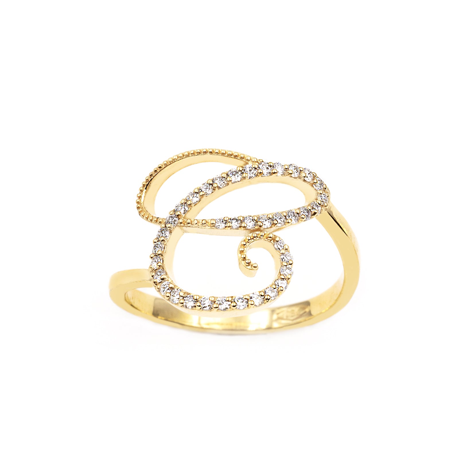 Anello ”INITIALIS" Lettera C Oro e Diamanti
