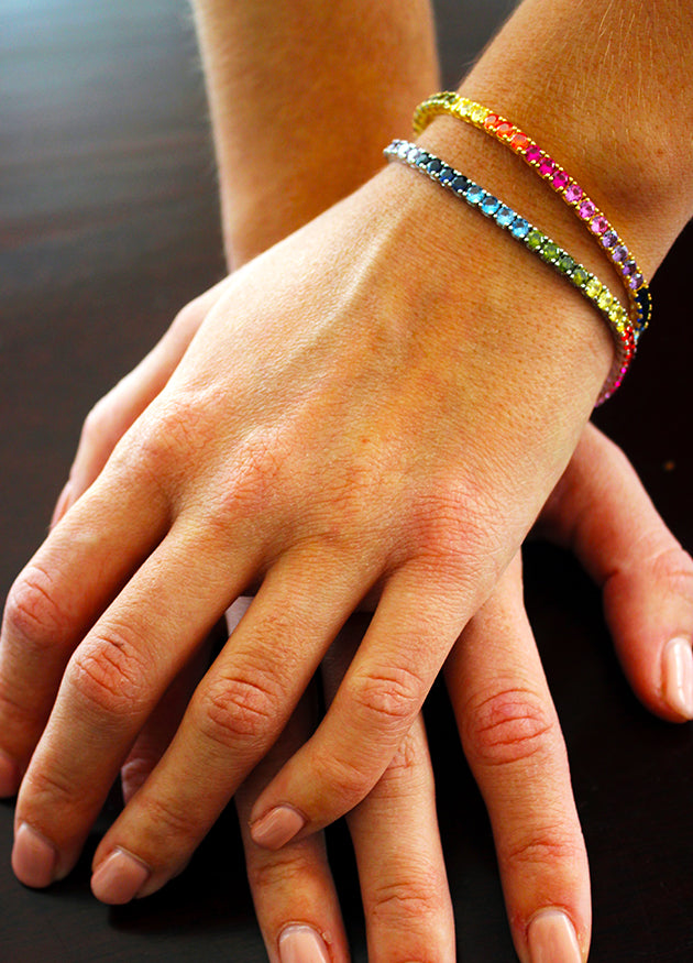 Bracciale Tennis in Argento 925 Pietre Multicolor | Alkemy Gioielli