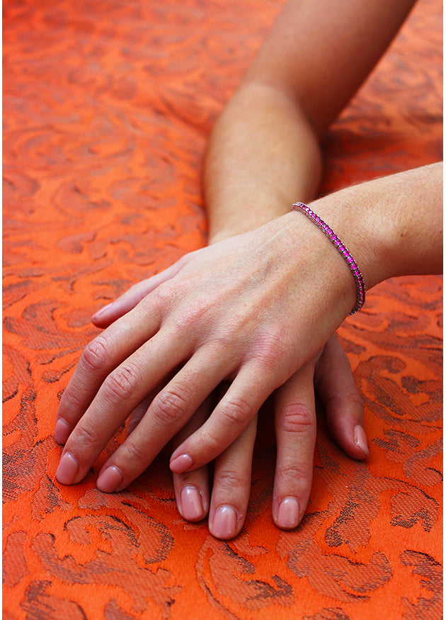 Bracciale Tennis in Argento 925 Pietre Rosse