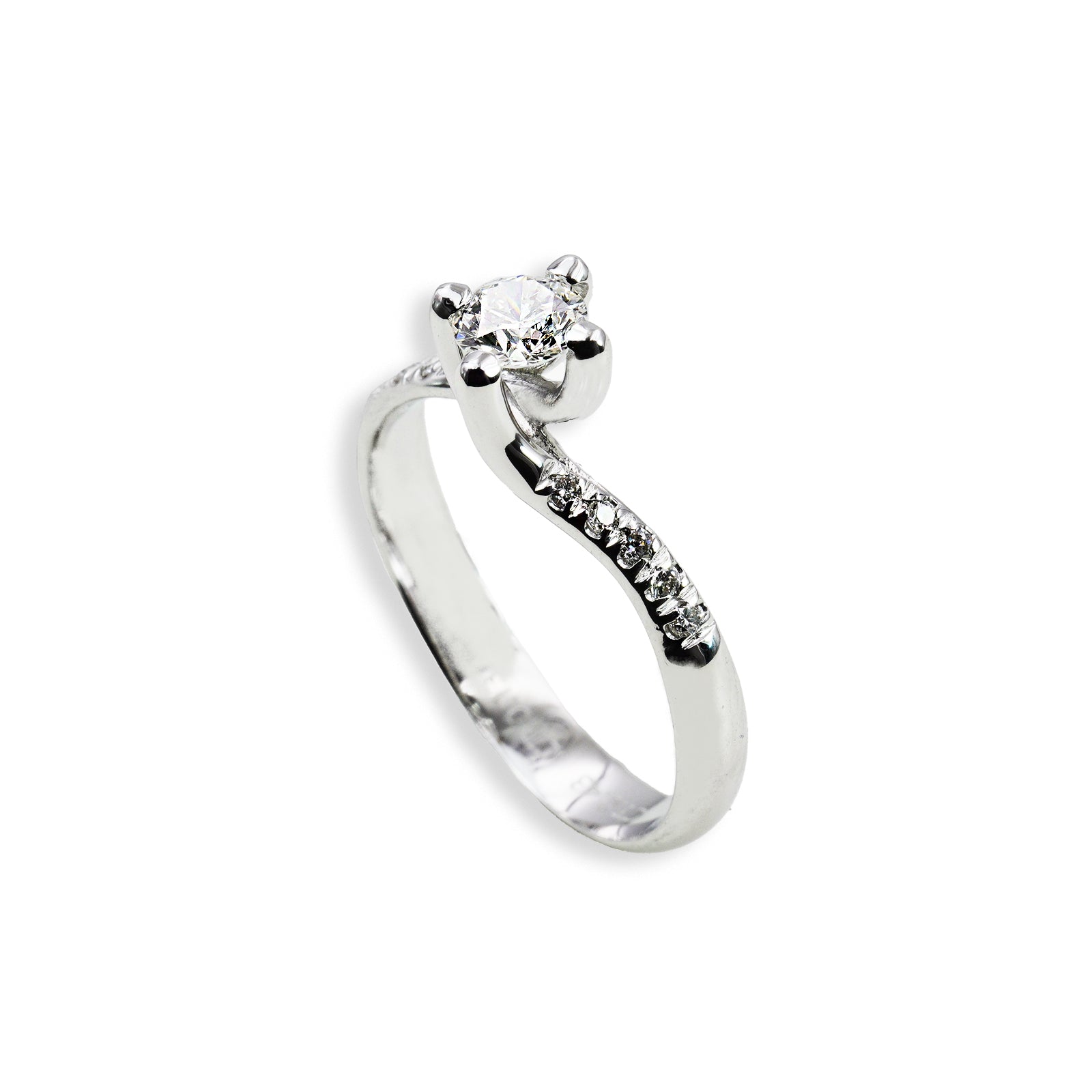 Anello Solitario Valentino in Oro Bianco 18K con Diamanti Tot Ct 0,54
