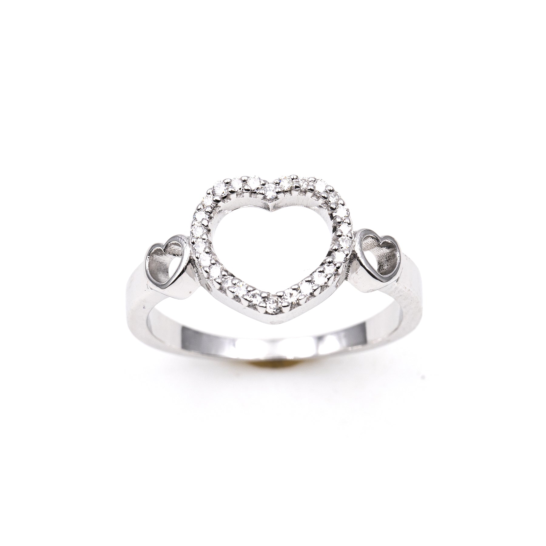 Anello Cuore Oro Bianco 18K con Diamanti