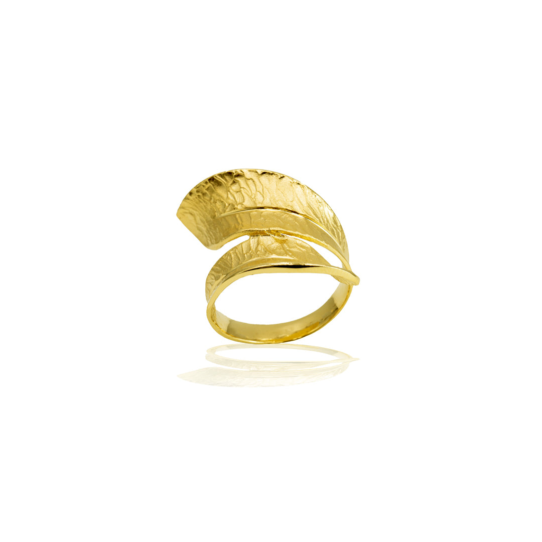Anello Foglia contrarie' in Argento 925 con Placcatura Oro Giallo 18k –