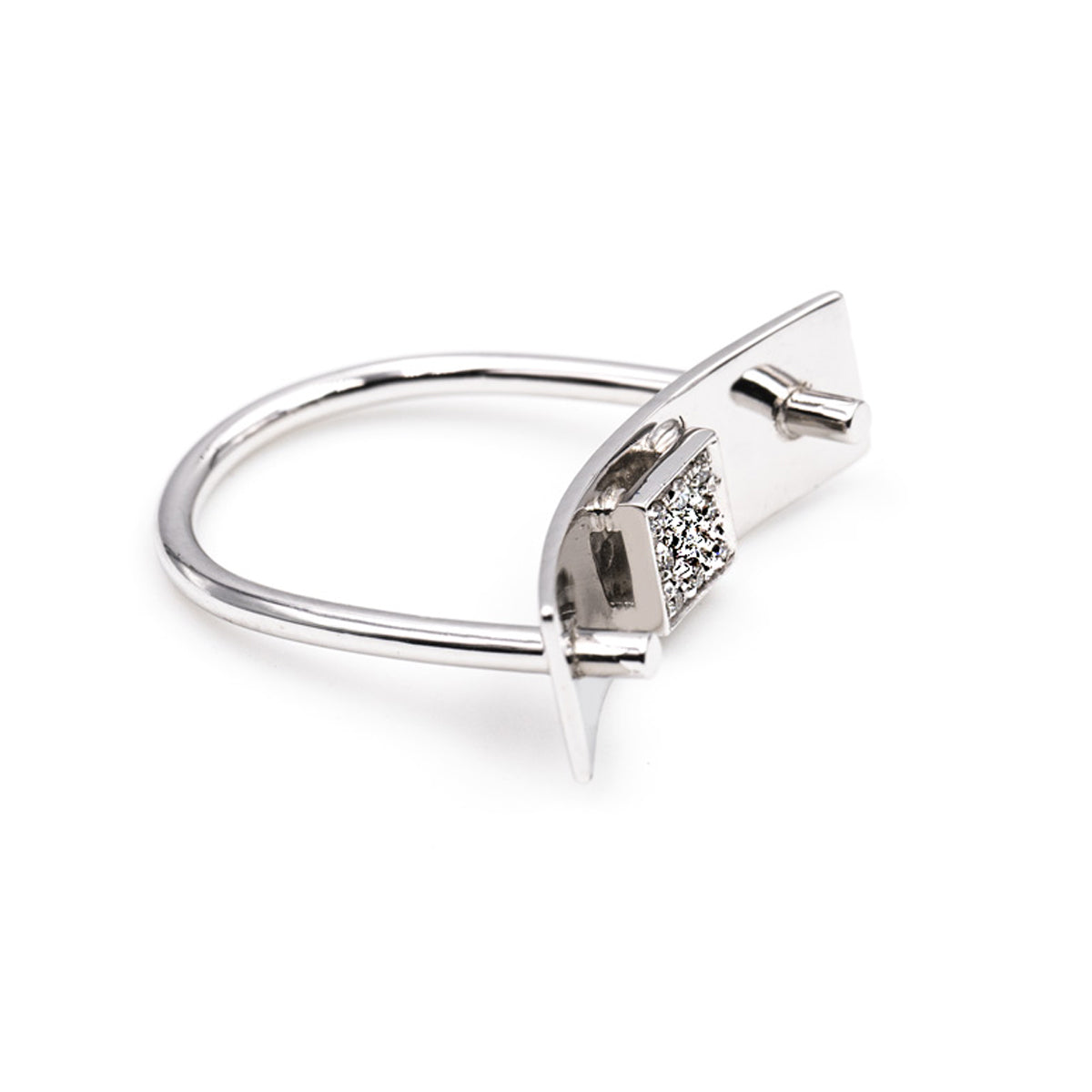 Anello Estro in Oro Bianco 18K con Pave' Diamanti