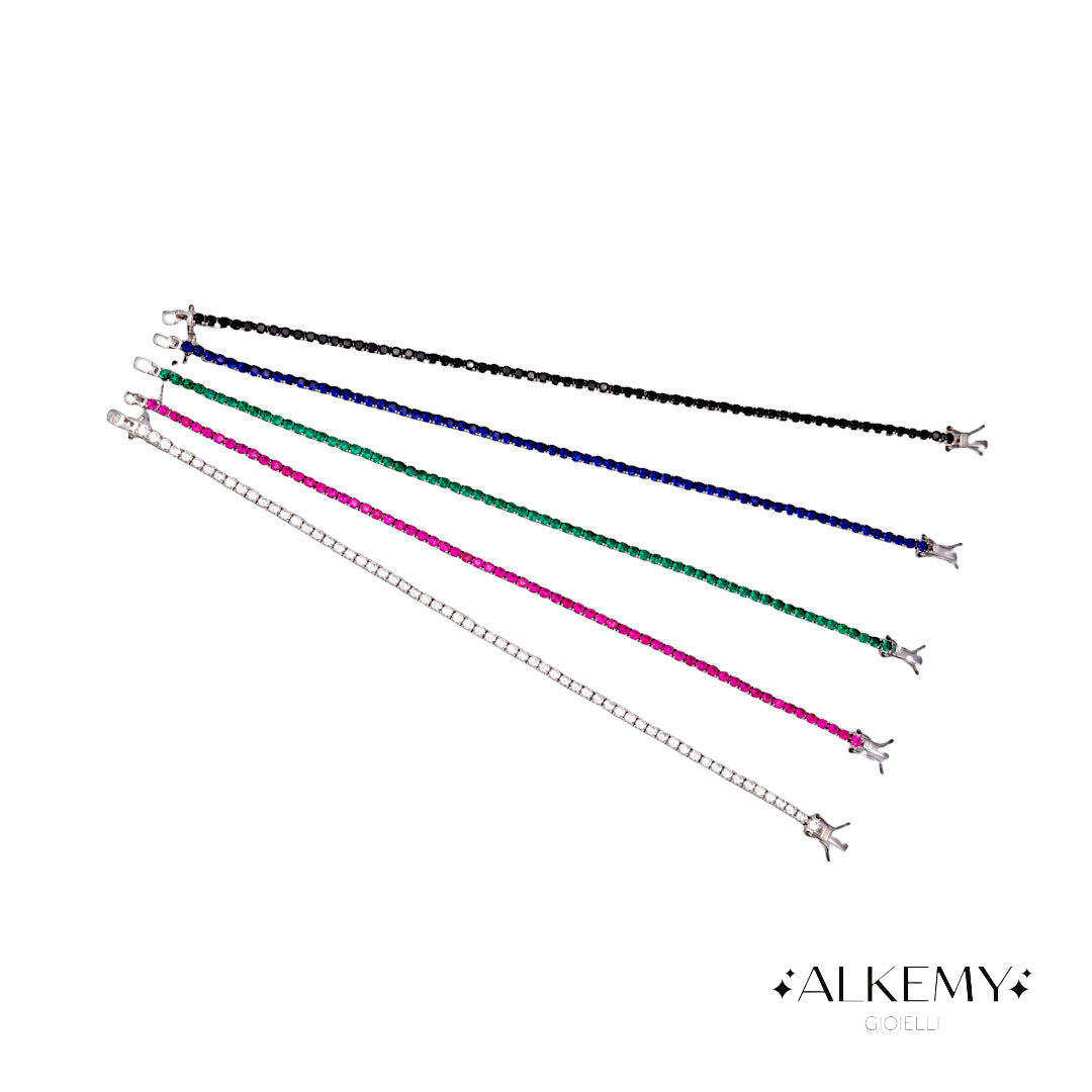 Bracciale Tennis in Argento 925 Pietre Blu | Alkemy Gioielli