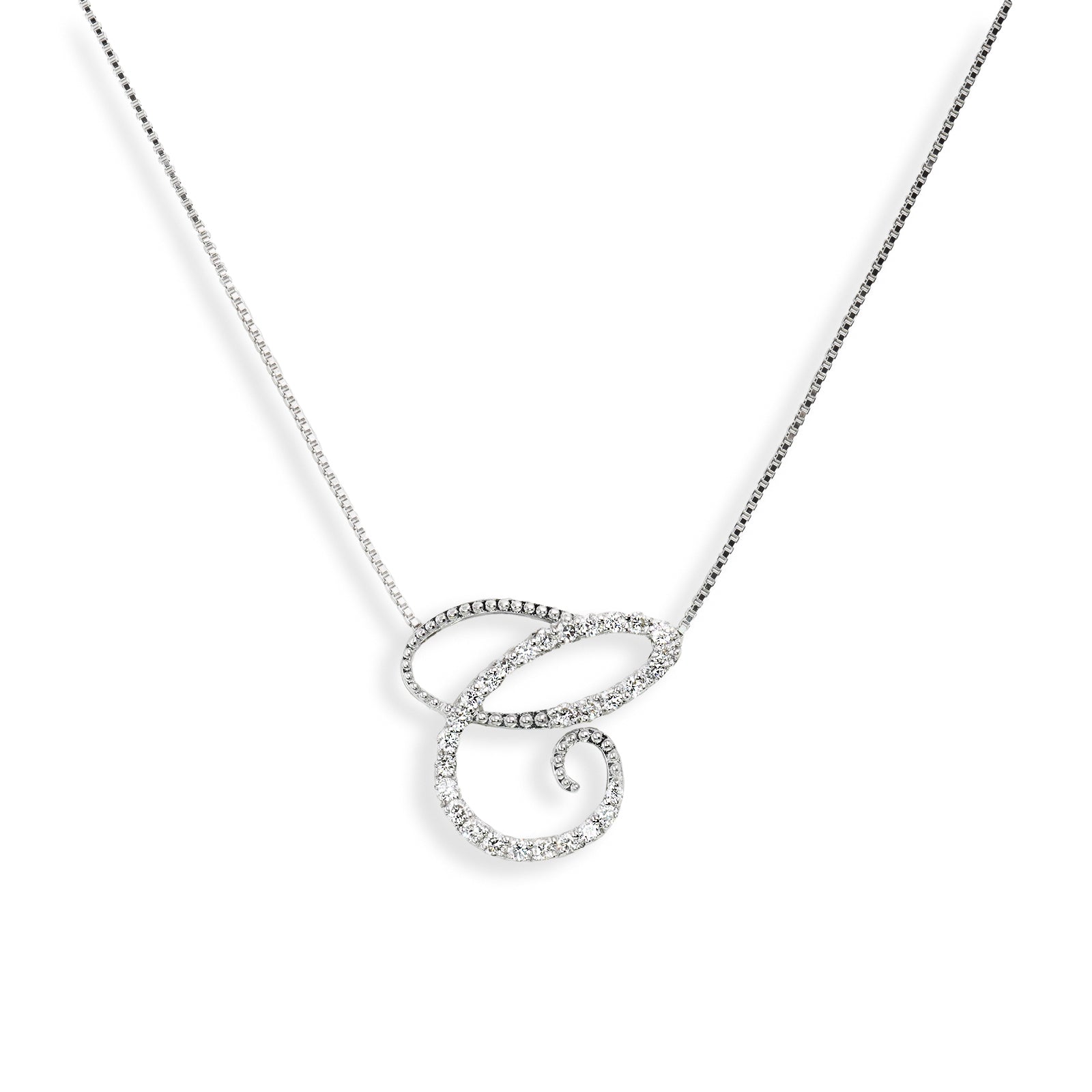 Collana Iniziale “ C ” in Oro Bianco 18K e Diamanti Naturali – Collezione *Initialis*