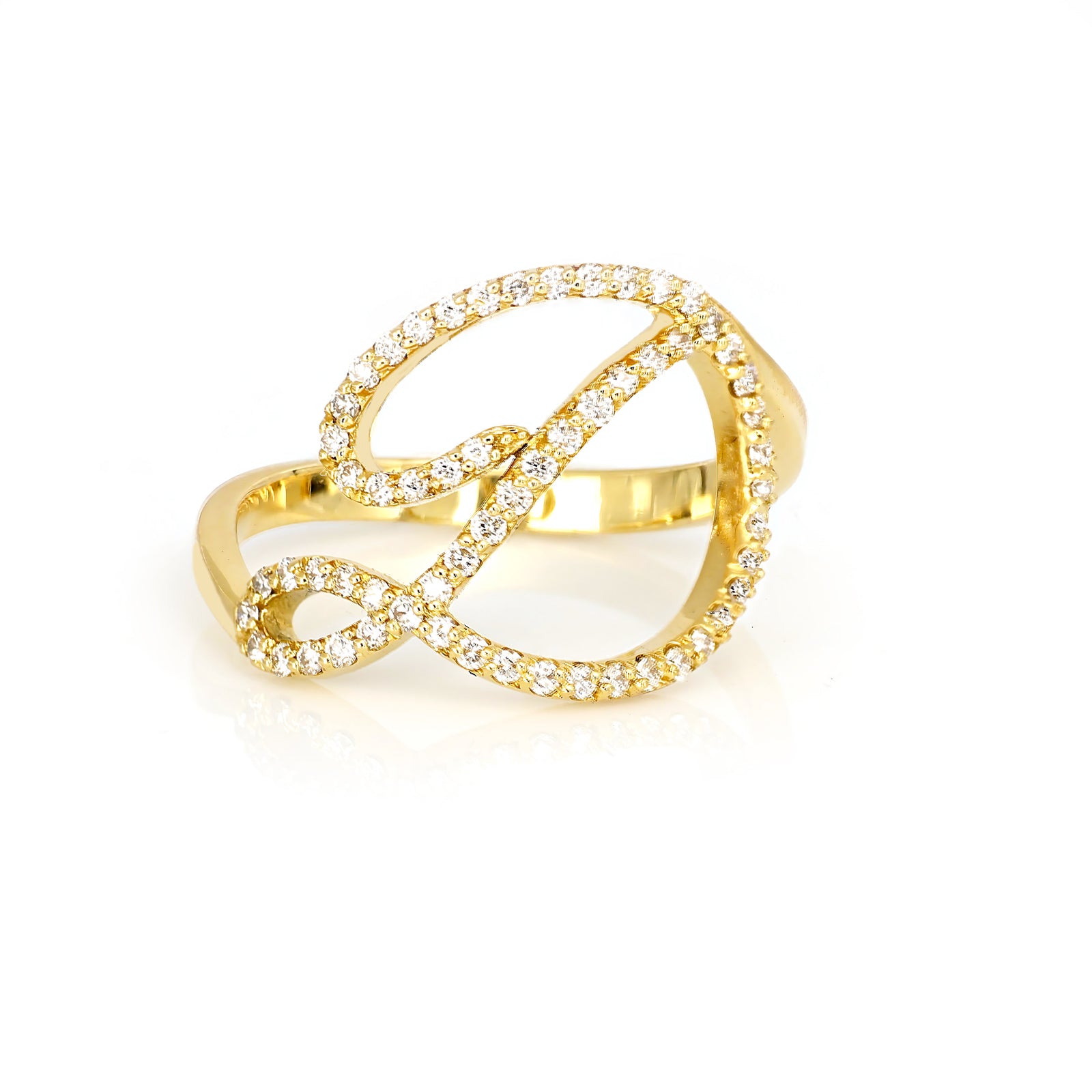 Anello ”INITIALIS" Lettera D Oro e Diamanti