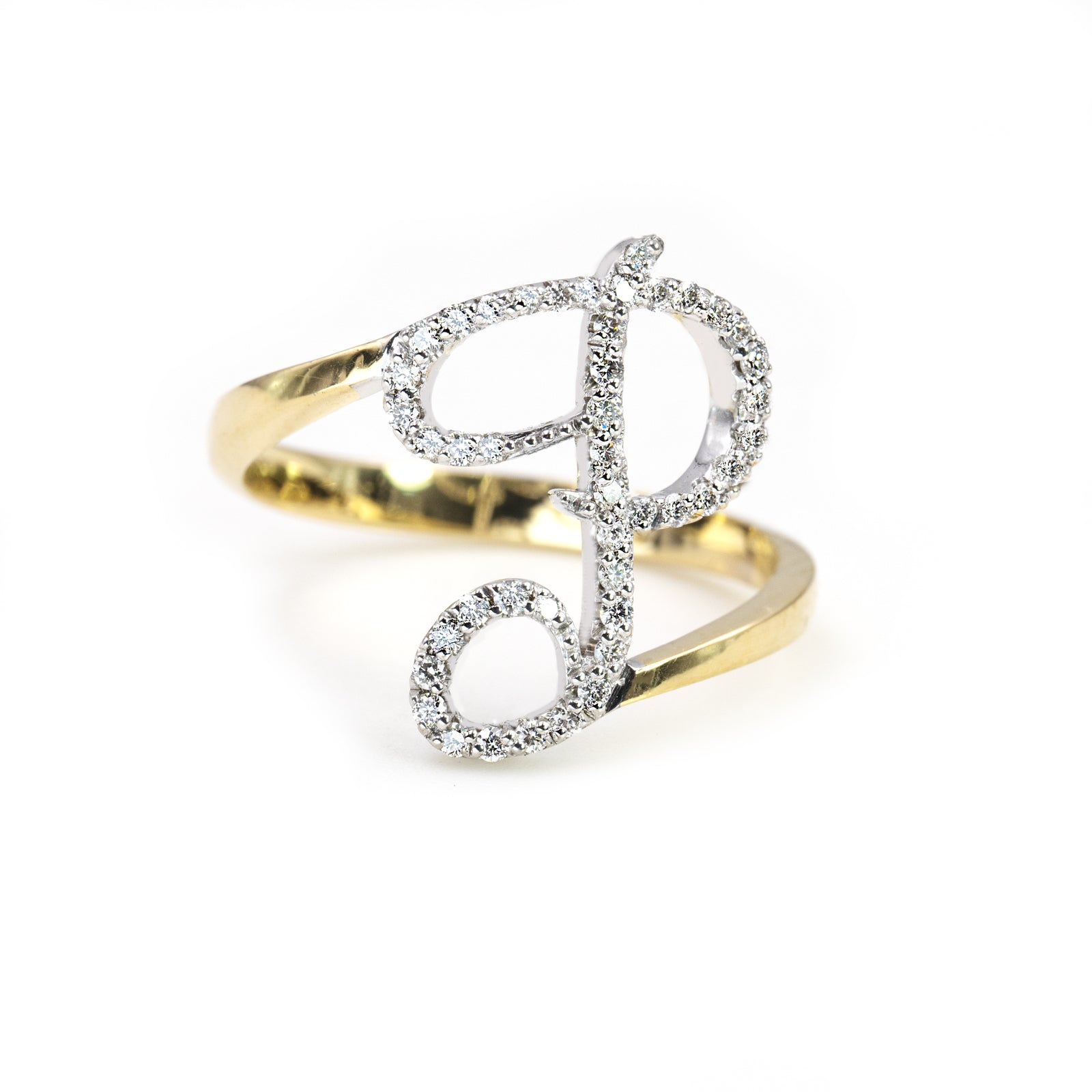 Anello ”INITIALIS" Lettera P Oro e Diamanti