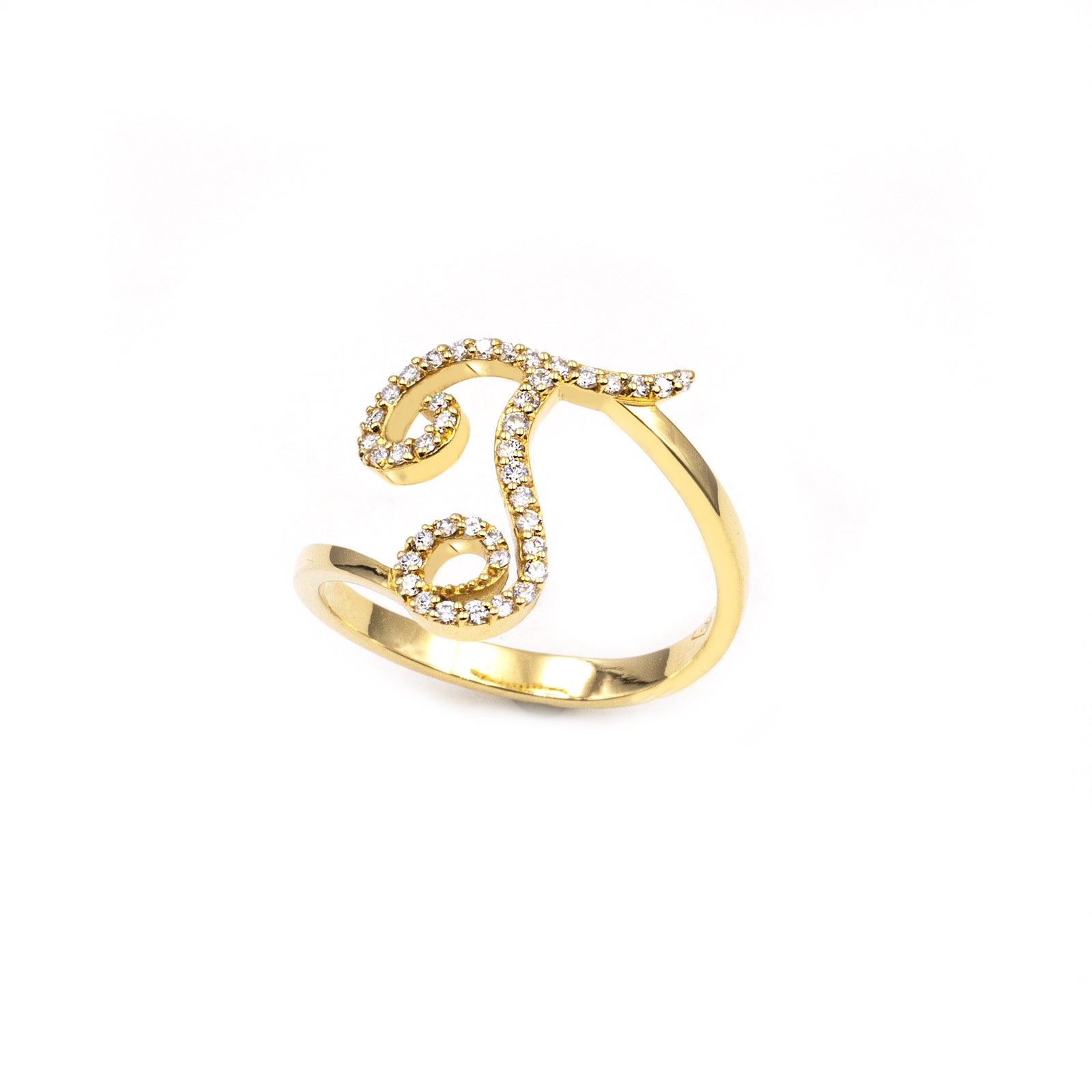 Anello ”INITIALIS" Lettera T Oro e Diamanti