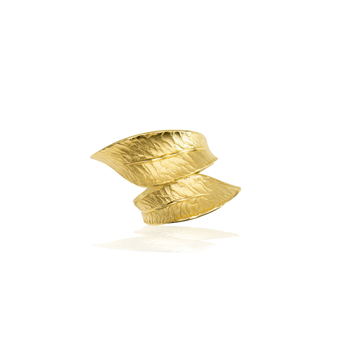 Anello Foglia contrarie' in Argento 925 con Placcatura Oro Giallo 18k –