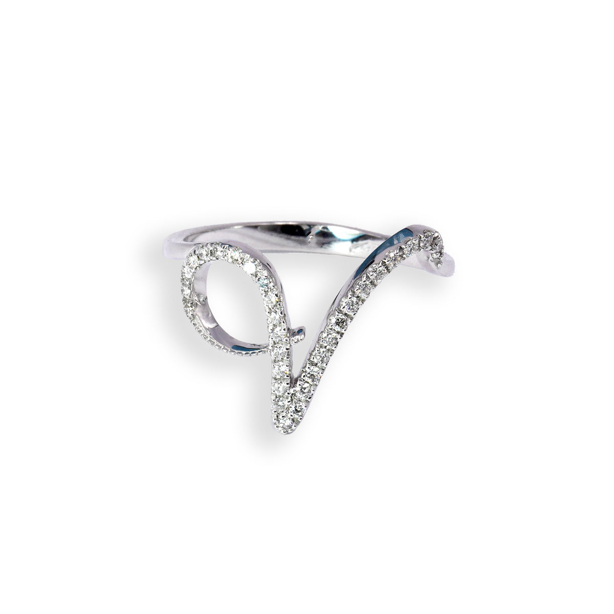 Anello ”INITIALIS" Lettera V Oro e Diamanti