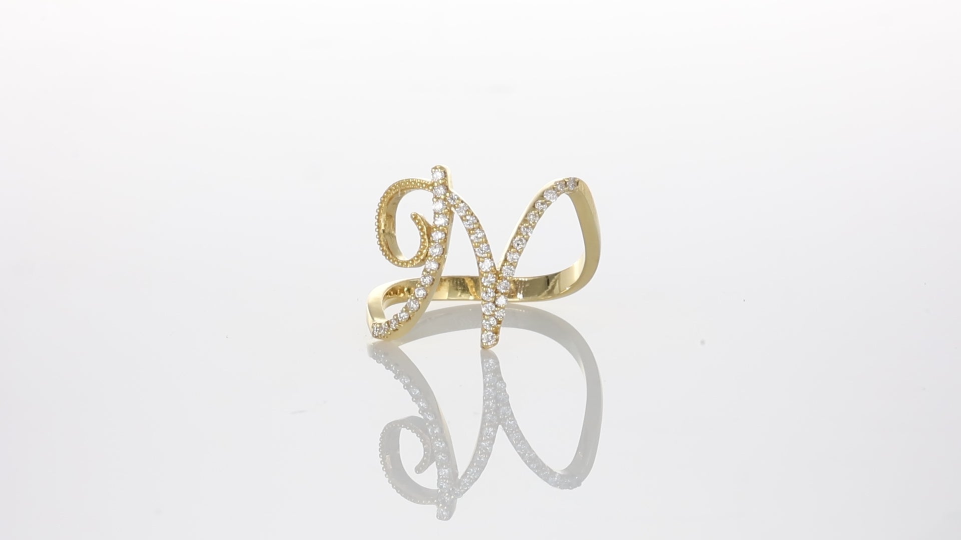 Anello ”INITIALIS" Lettera N Oro e Diamanti